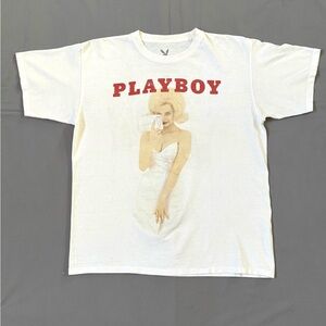Men’s Playboy White Graphic T-Shirt Size Small